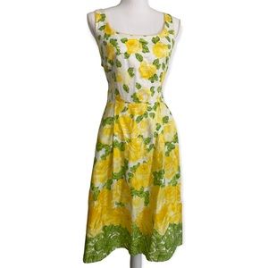 Floral Summer Dress by B. Smart Yellow Green & White Size 12